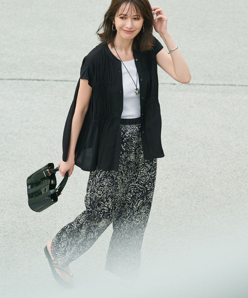 23区 S 【接触冷感/WEB&一部店舗限定】レーヨンスパローン ティアード ブラウス 