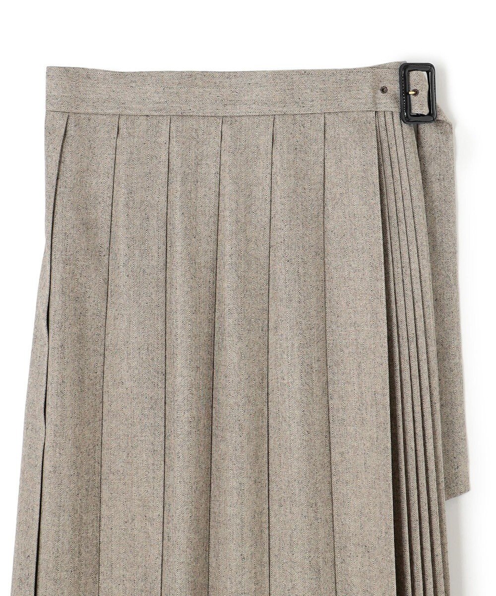 BEIGE， NATION / ウールヘリンボーンラッププリーツスカート 