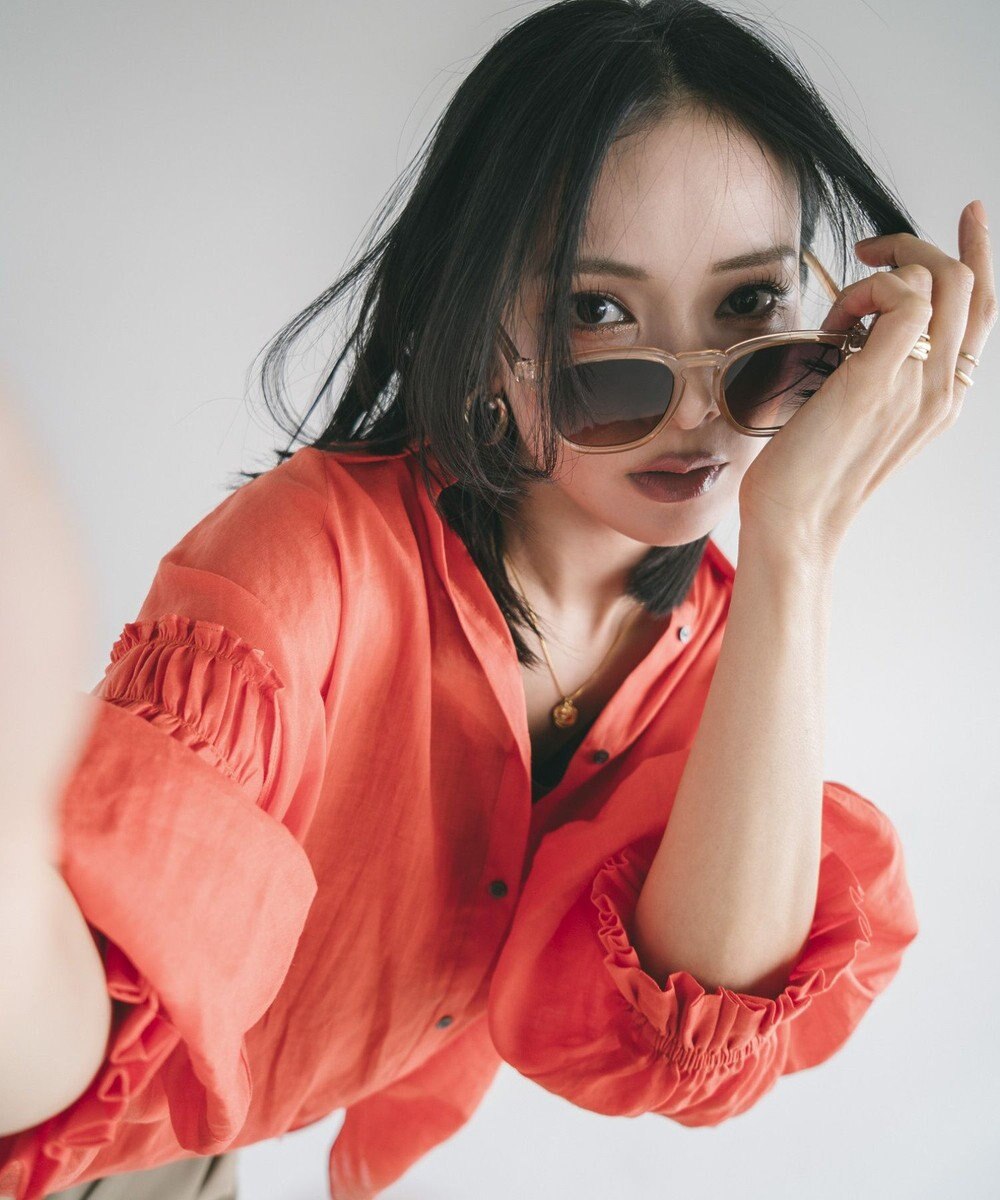 YECCA VECCA 綿麻シアーボリュームギャザーシャツ 