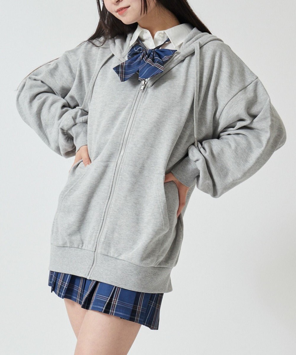 WEGO 【SCHOOLITEM】ルーズフィットジップパーカー 