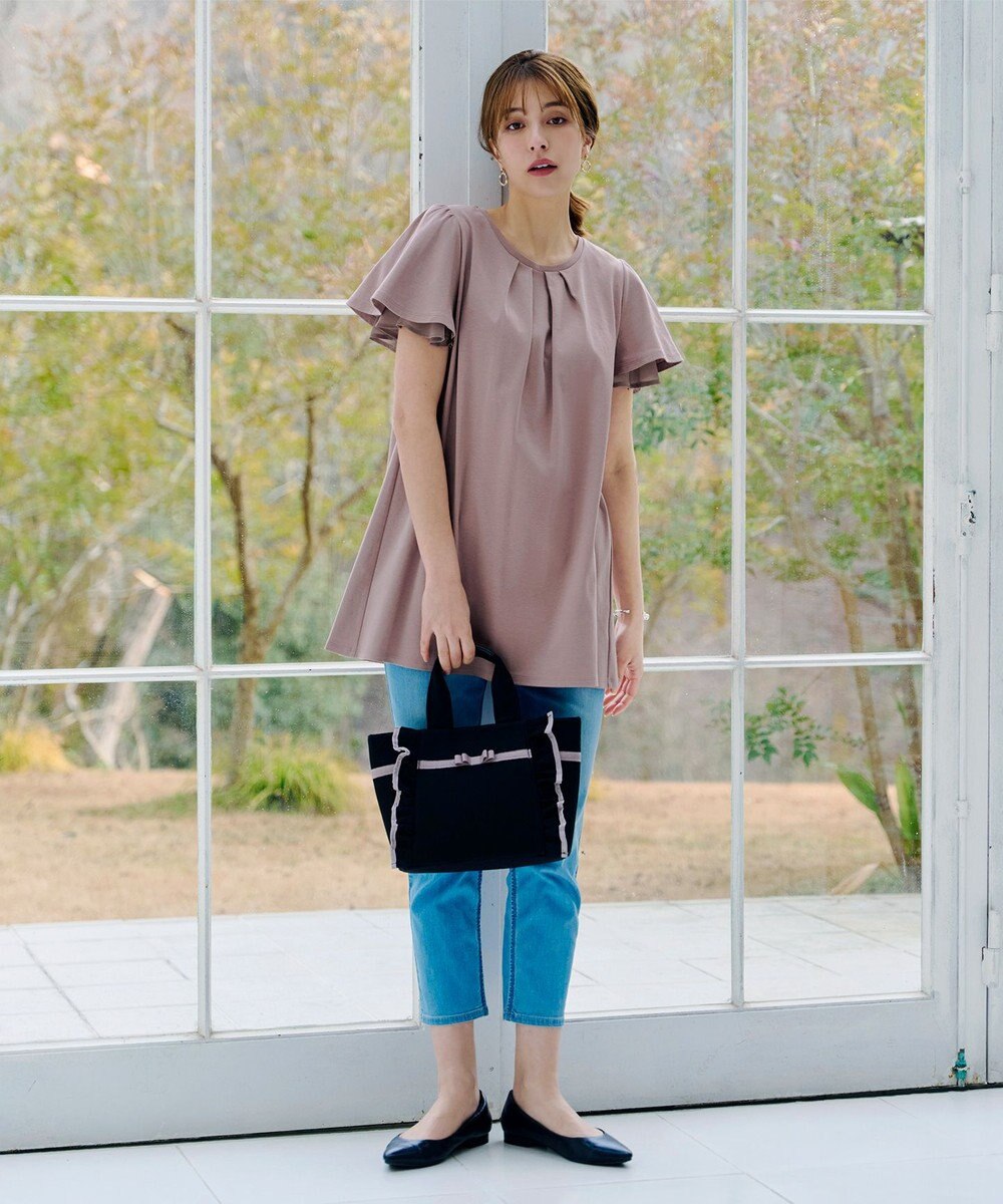 Tiaclasse 【UVケア・接触冷感】“あまラク” シフォンフレアスリーブカットソーチュニック 