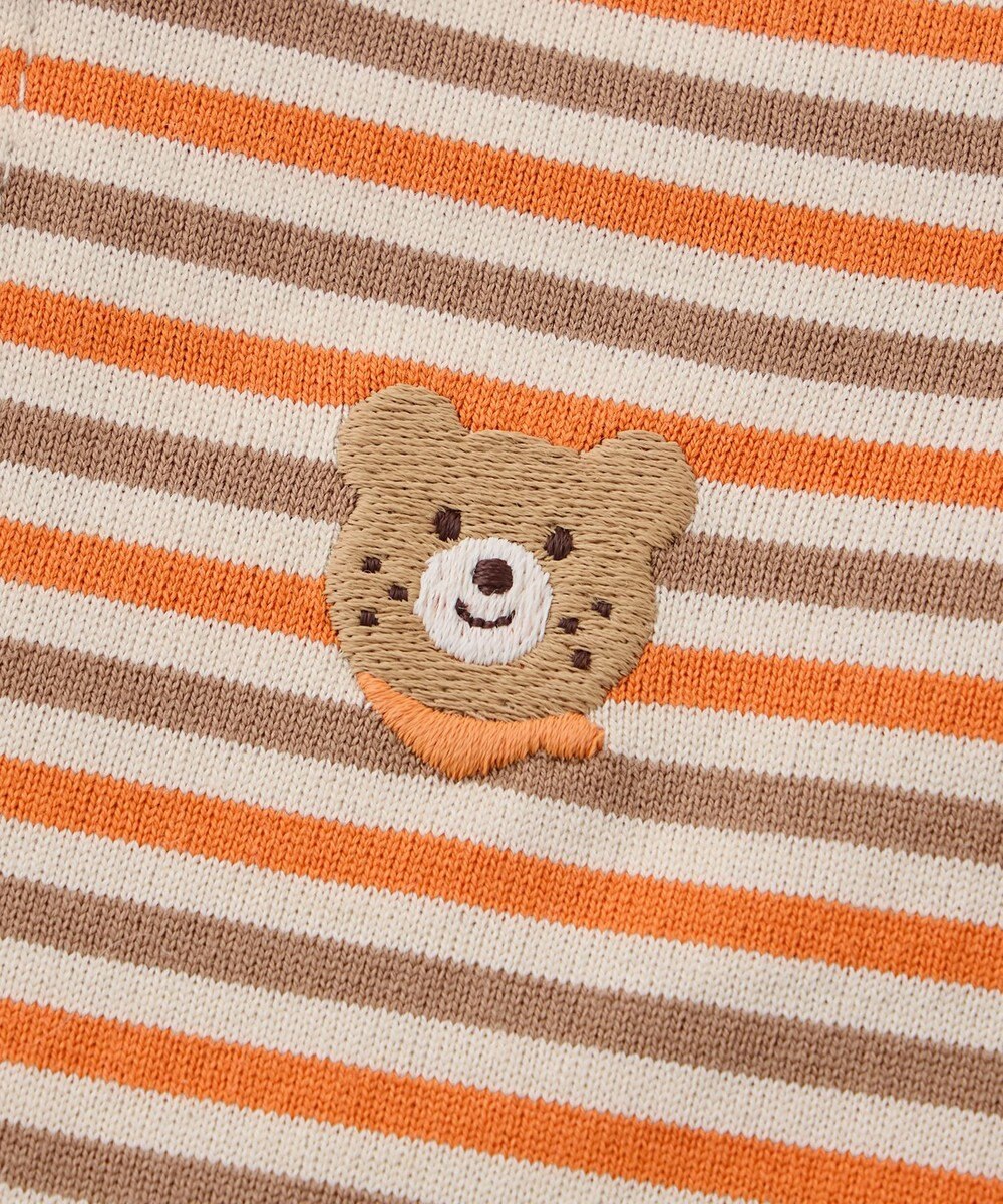 MIKI HOUSE HOT BISCUITS ワンポイント刺繍 みじんボーダー カバーオール 