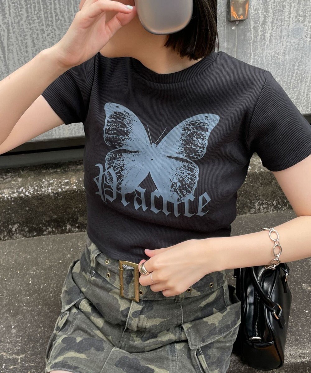 WEGO バタフライプリントリブT 