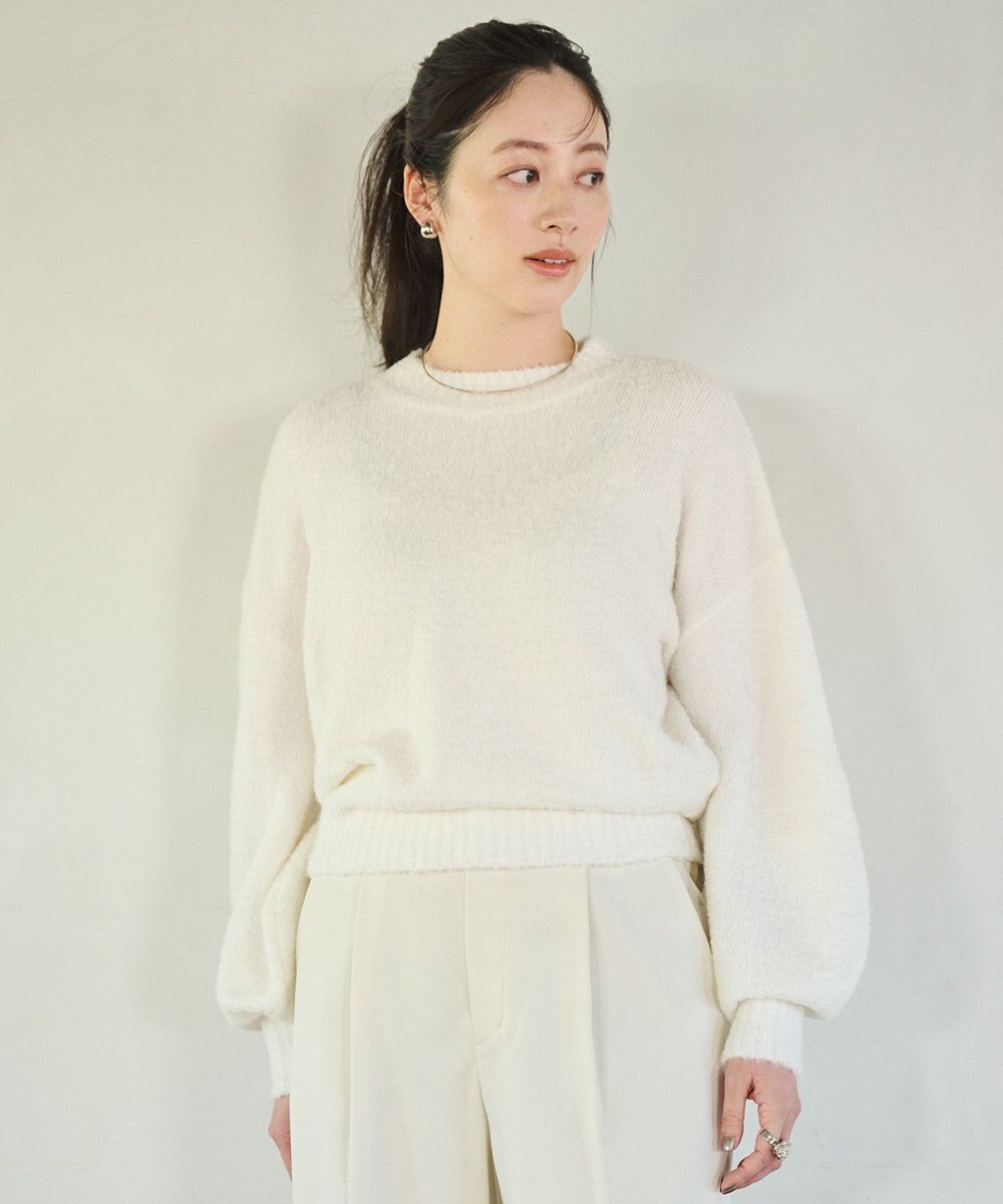 #Newans 【洗える】クロップドバルーンボリュームスリーブニット 