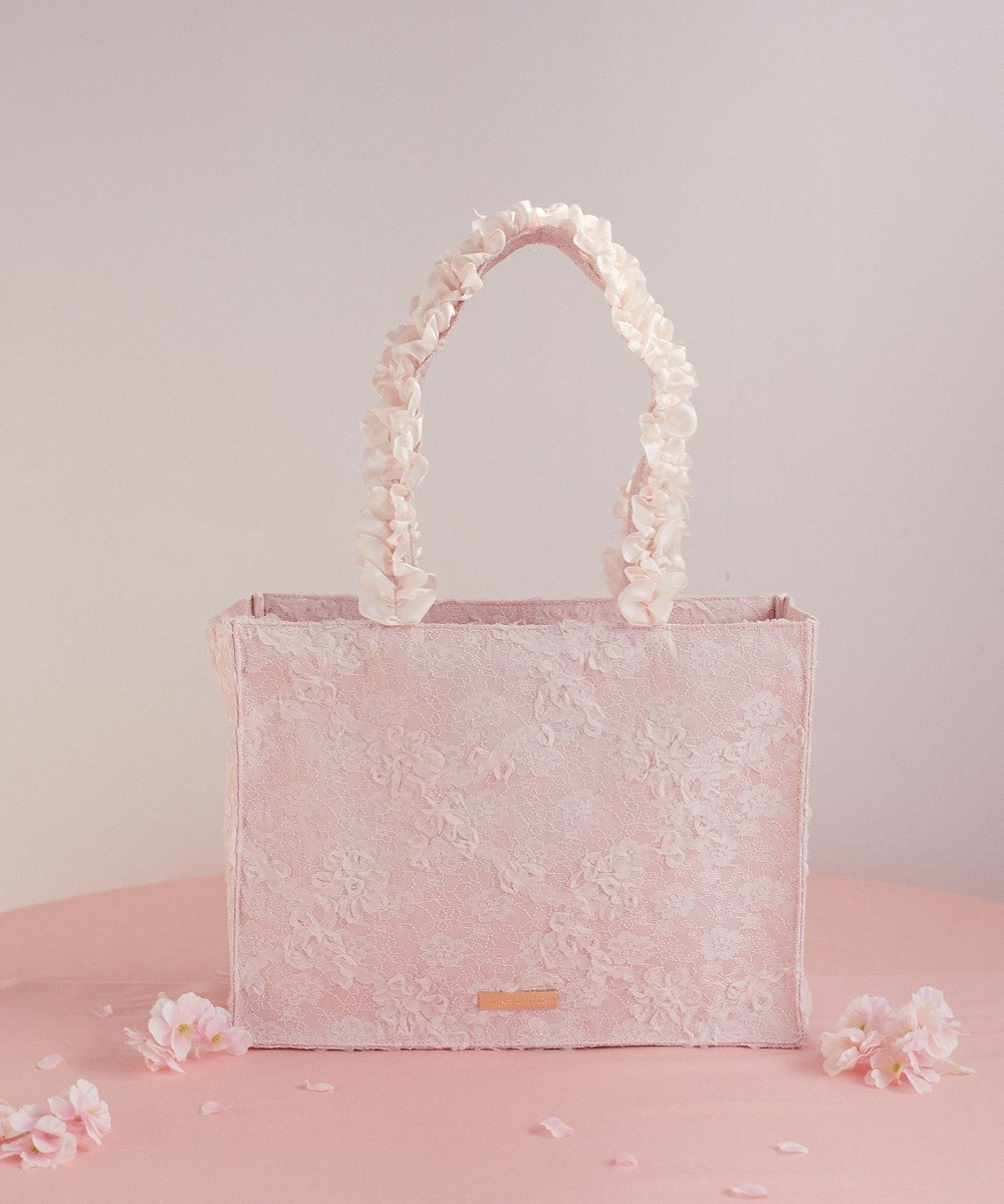 Maison de FLEUR 桜フリルハンドルスクエアトートMバッグ 