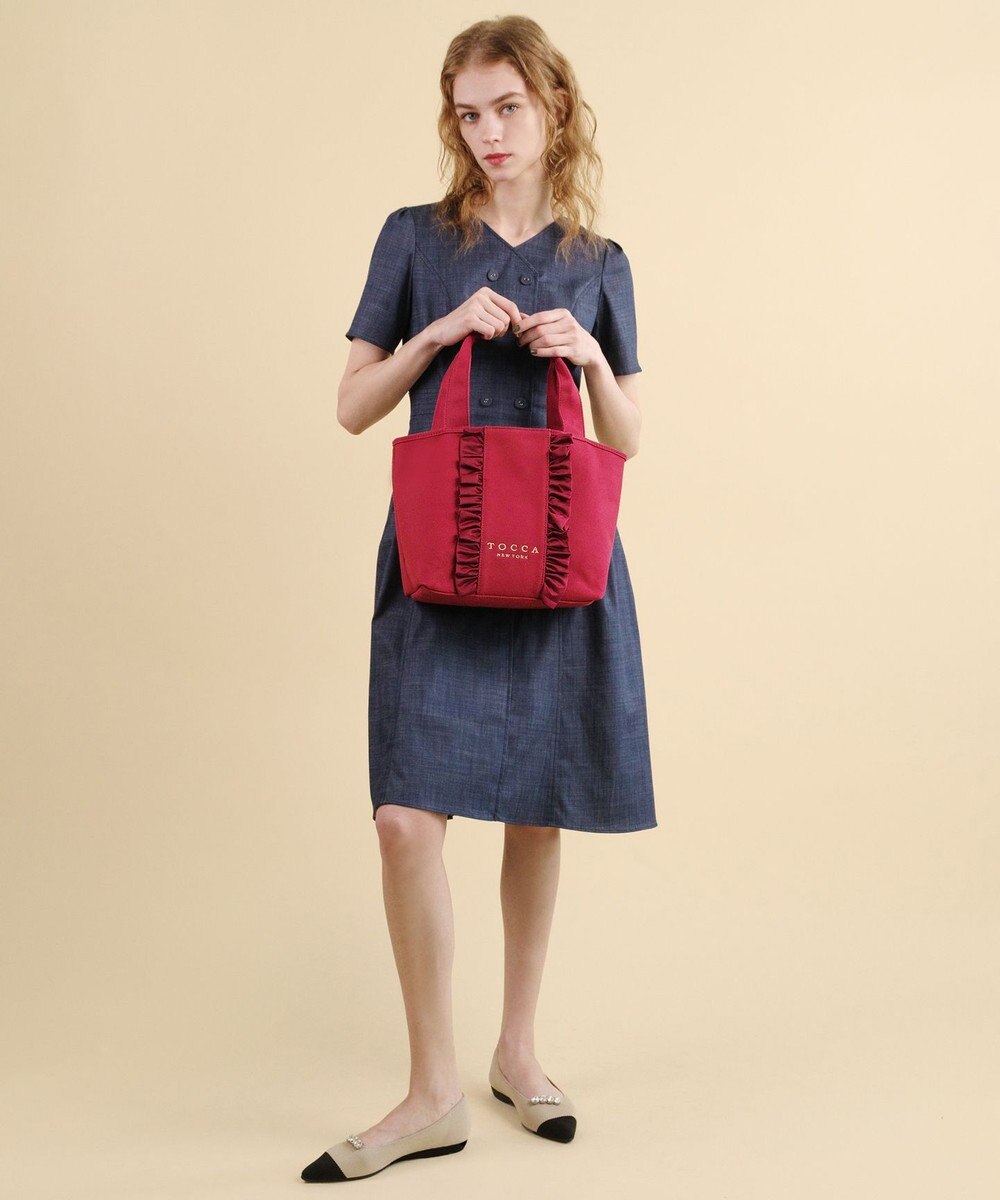 TOCCA 【A4サイズ対応】RIBBON FRILL CANVASTOTE キャンバストートバッグ 
