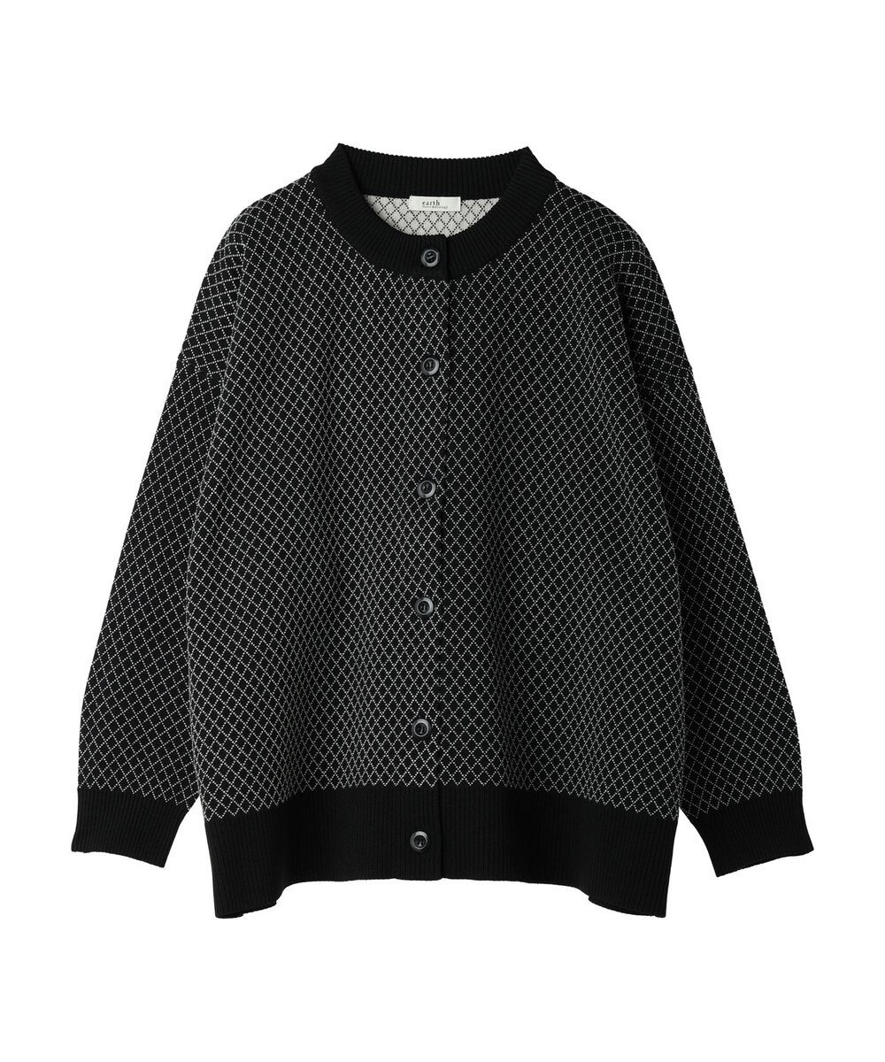 earth music&ecology ダイヤ柄ジャガードカーディガン 