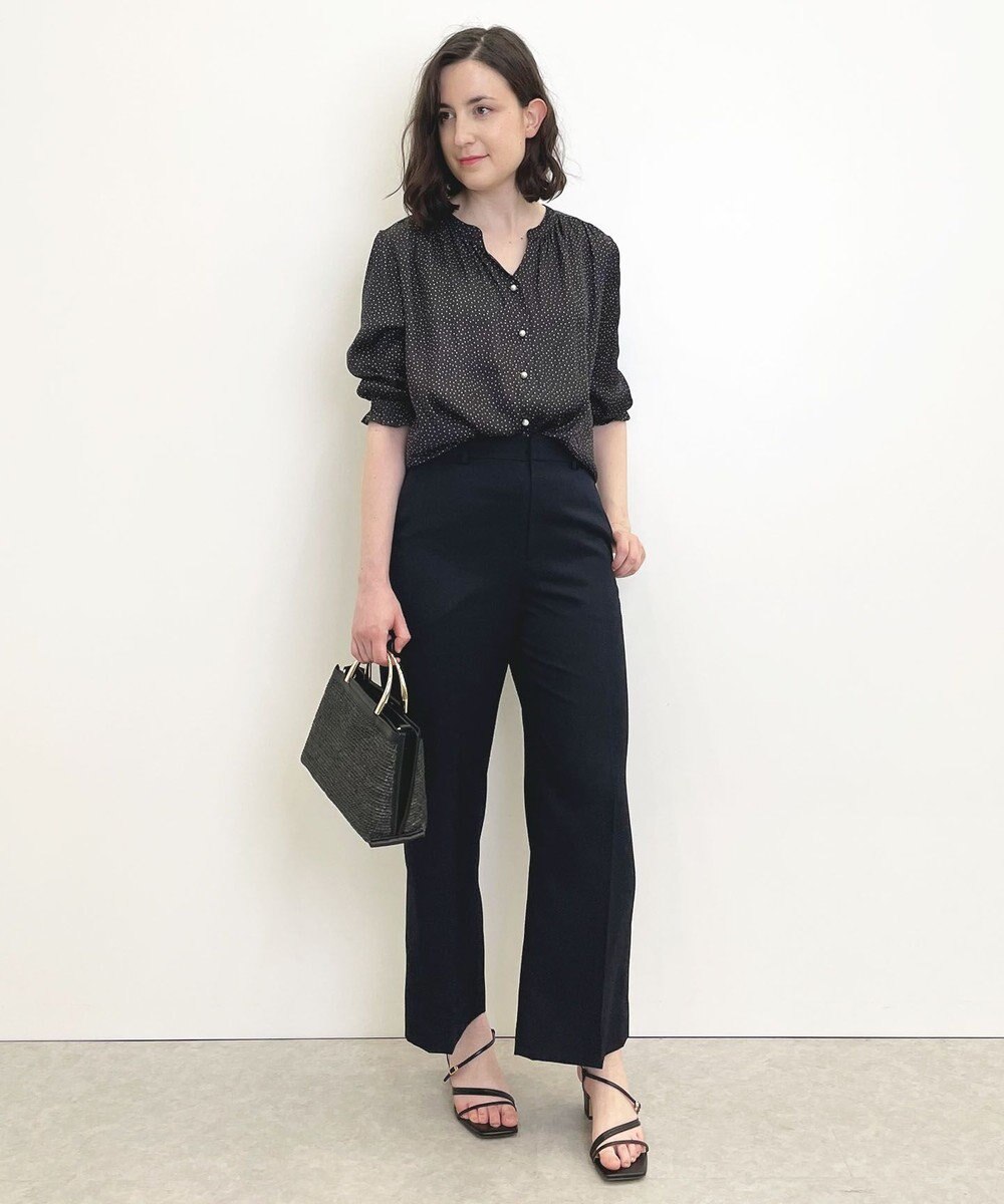 自由区 【接触冷感・速乾・UVカット・撥水・防シワ】リネンライクツイル ワイドストレート 