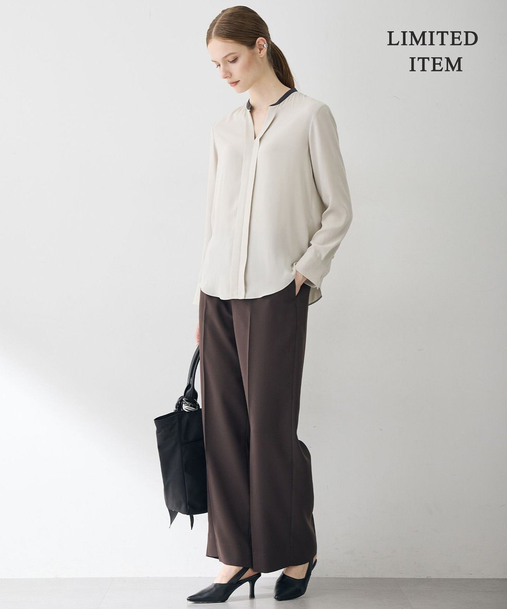 ICB L 【6/12-6/28期間限定・受注生産・WEB限定】BackSatinAmunzen キーネックブラウス 