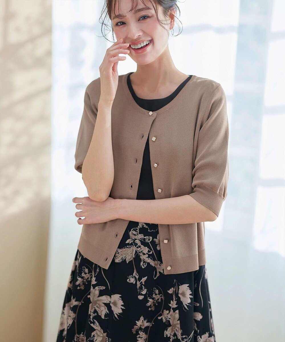 Tiaclasse 【小倉優子さん着用・新色追加・洗える】モノトーンフラワープリントワンピース 