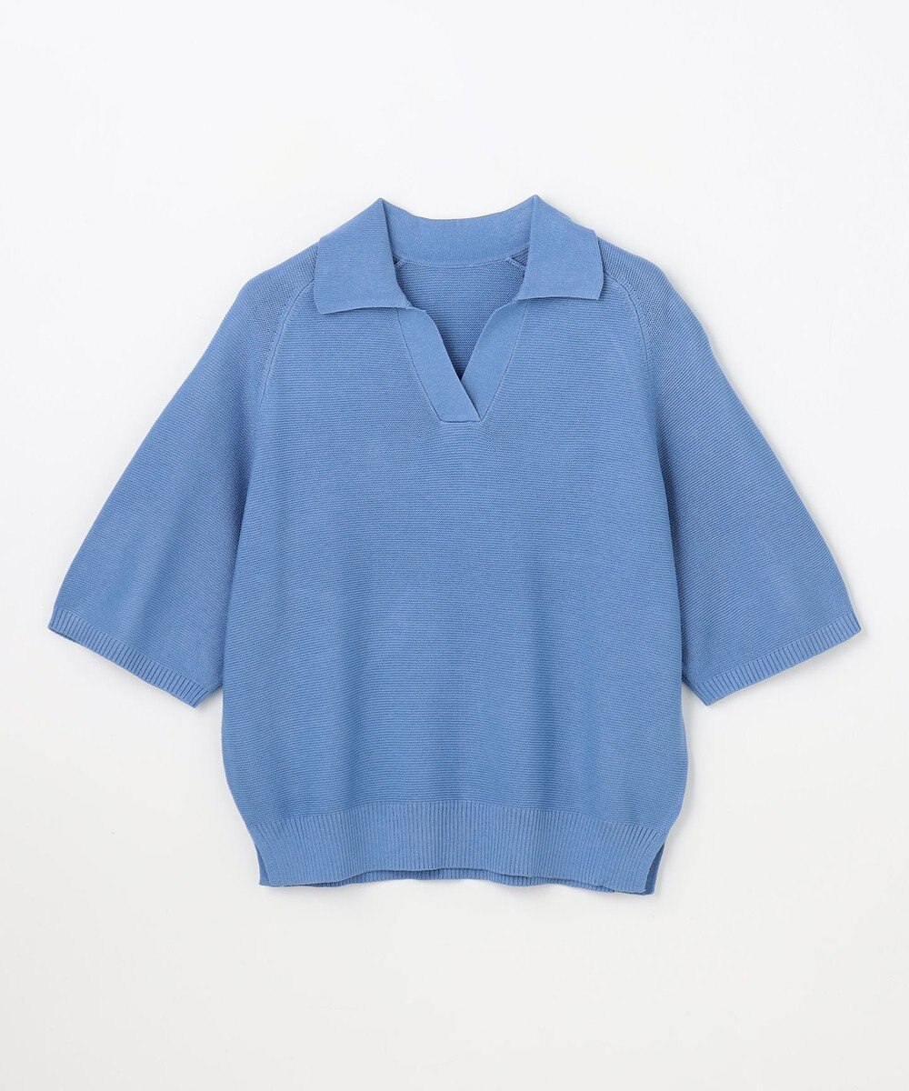 ANY L アクリルガーターポロ衿ニット 