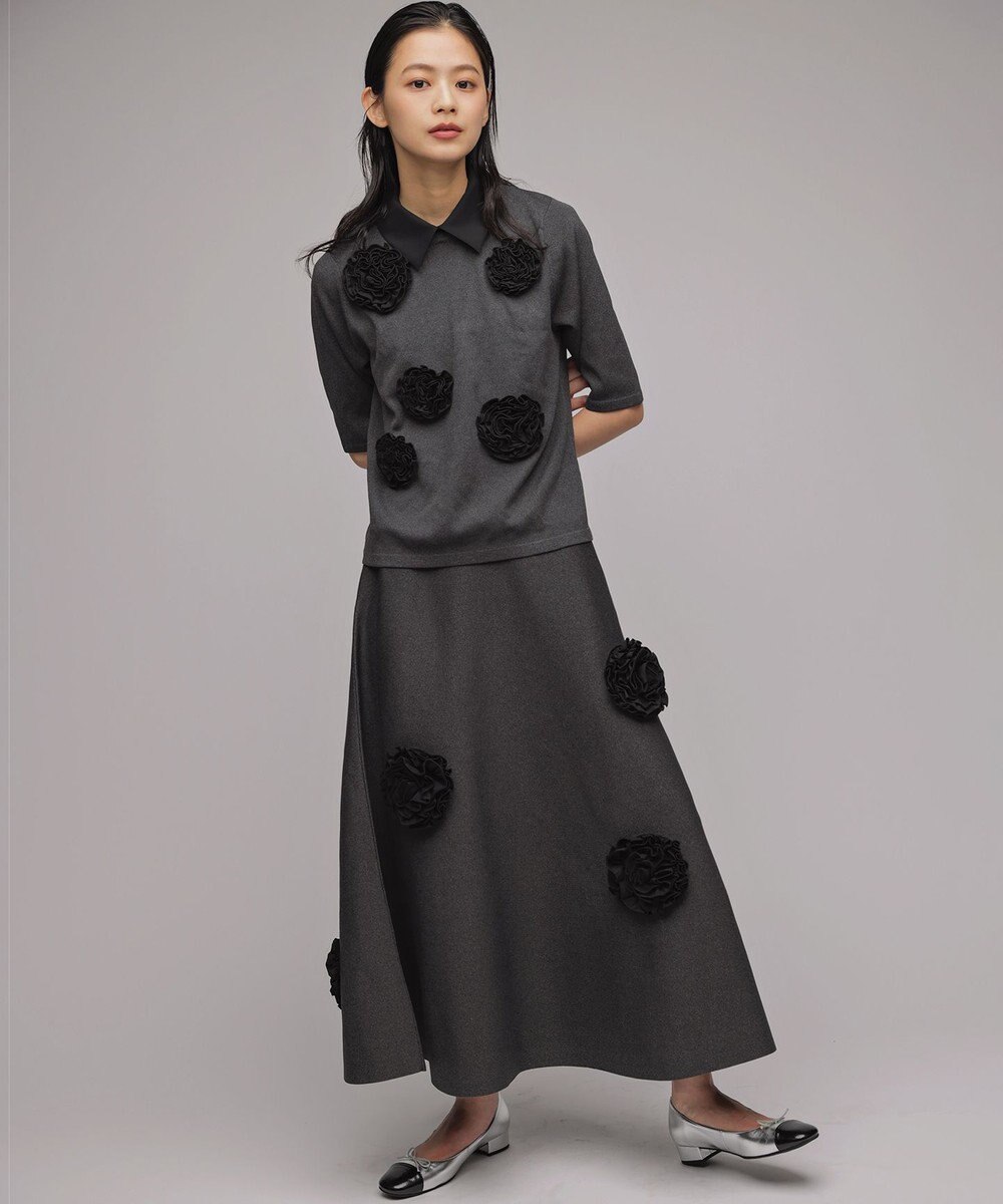 組曲 S 【組曲×setsuko sagittaire】ボンボンフラワーニット スカート 