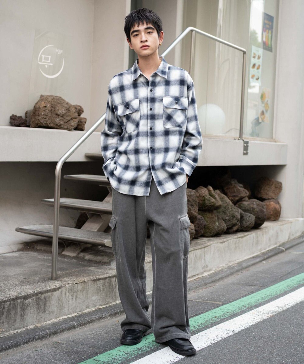 WEGO 【ユニセックス着用ITEM/ウエストゴム/MLサイズ展開】ワイドスウェットカーゴパンツ 