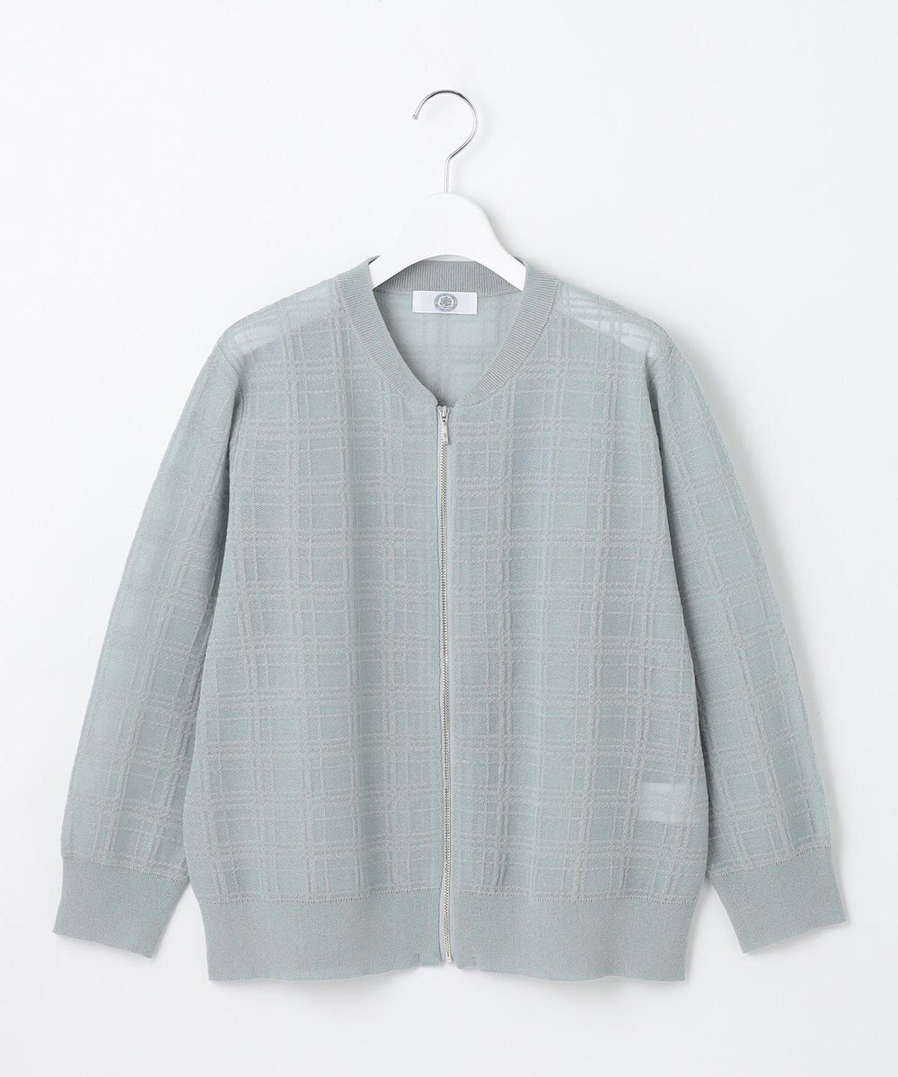 J.PRESS LADIES L 【洗える】SHEER JACQUARD ニット ブルゾン 