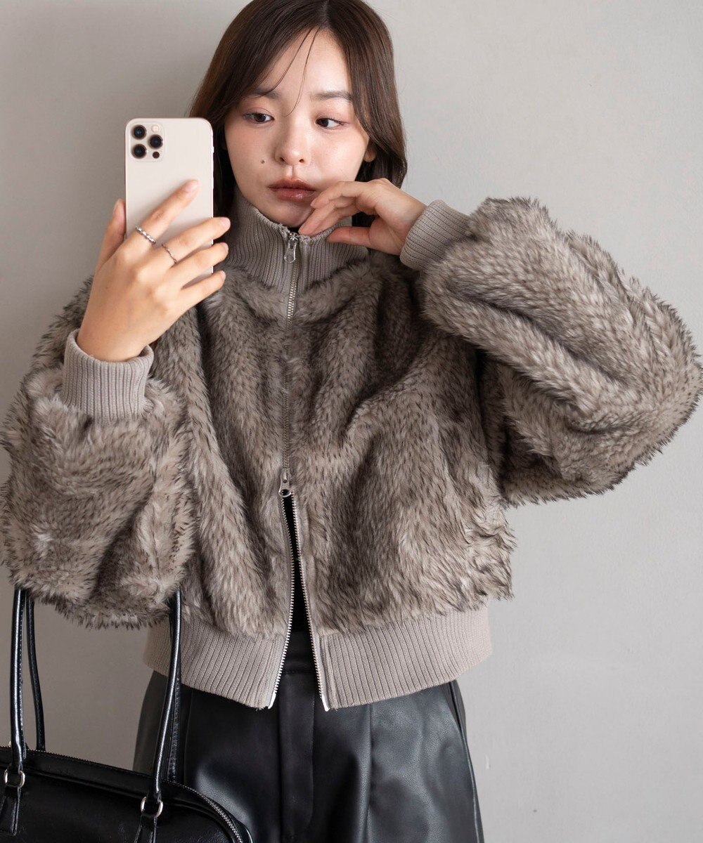 WEGO 【25年秋冬新作】フェイクファーショートブルゾン 