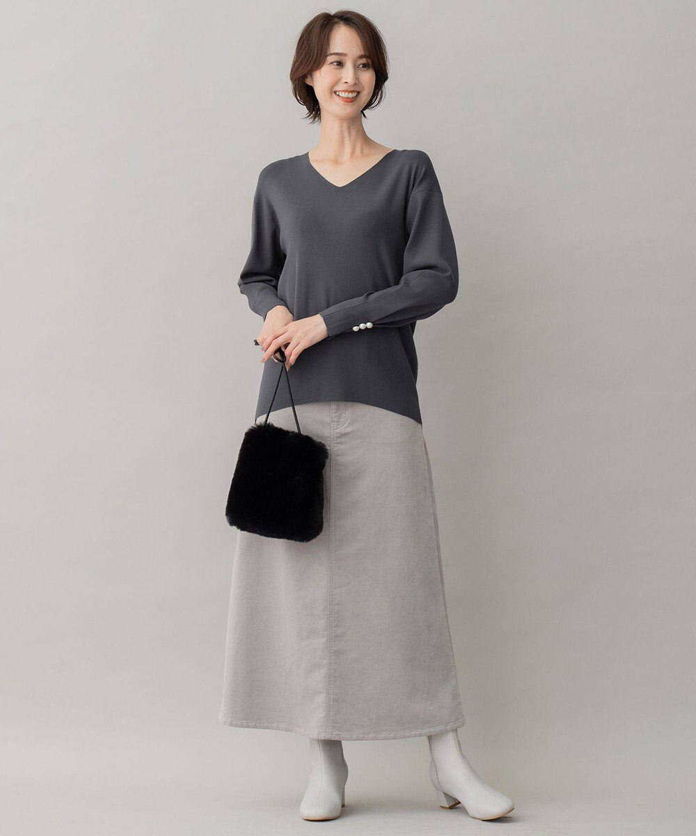 自由区 【洗える】リブレスコール ロングスカート 