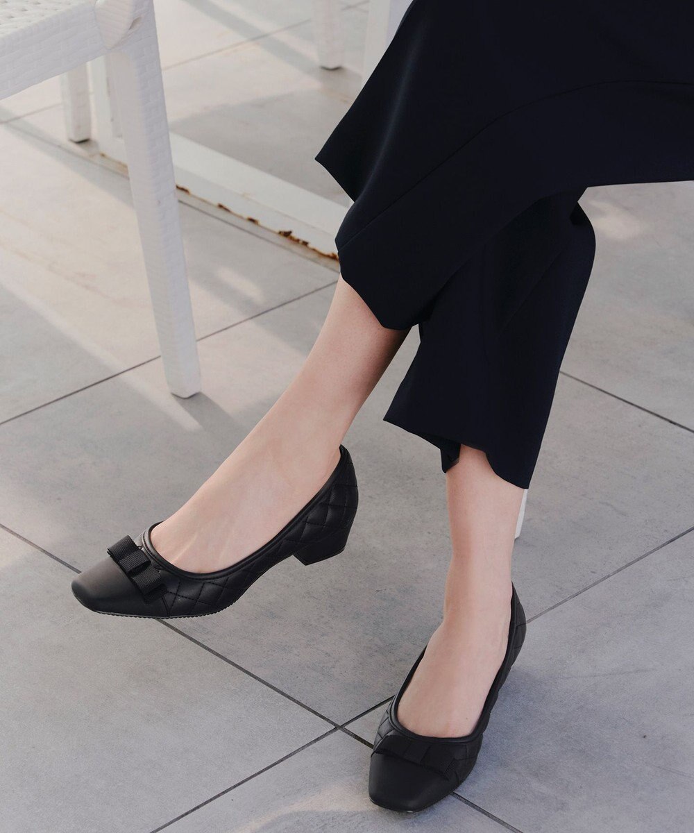 Tiaclasse 【安田美沙子さん着用・撥水】リボンキルティングパンプス　レインシューズ 