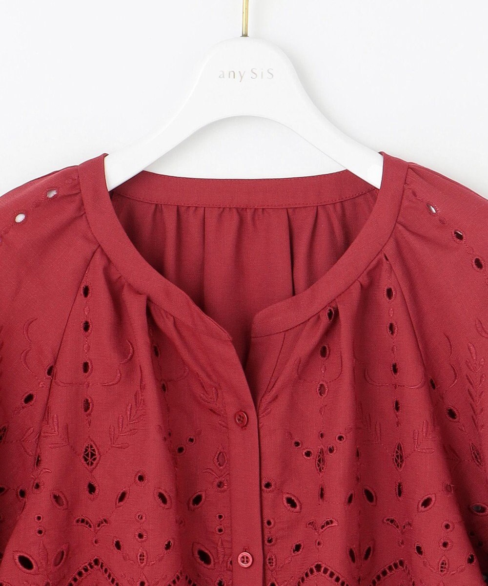 ANY SIS L 【洗える】カットワークエンブロイダリー ブラウス 