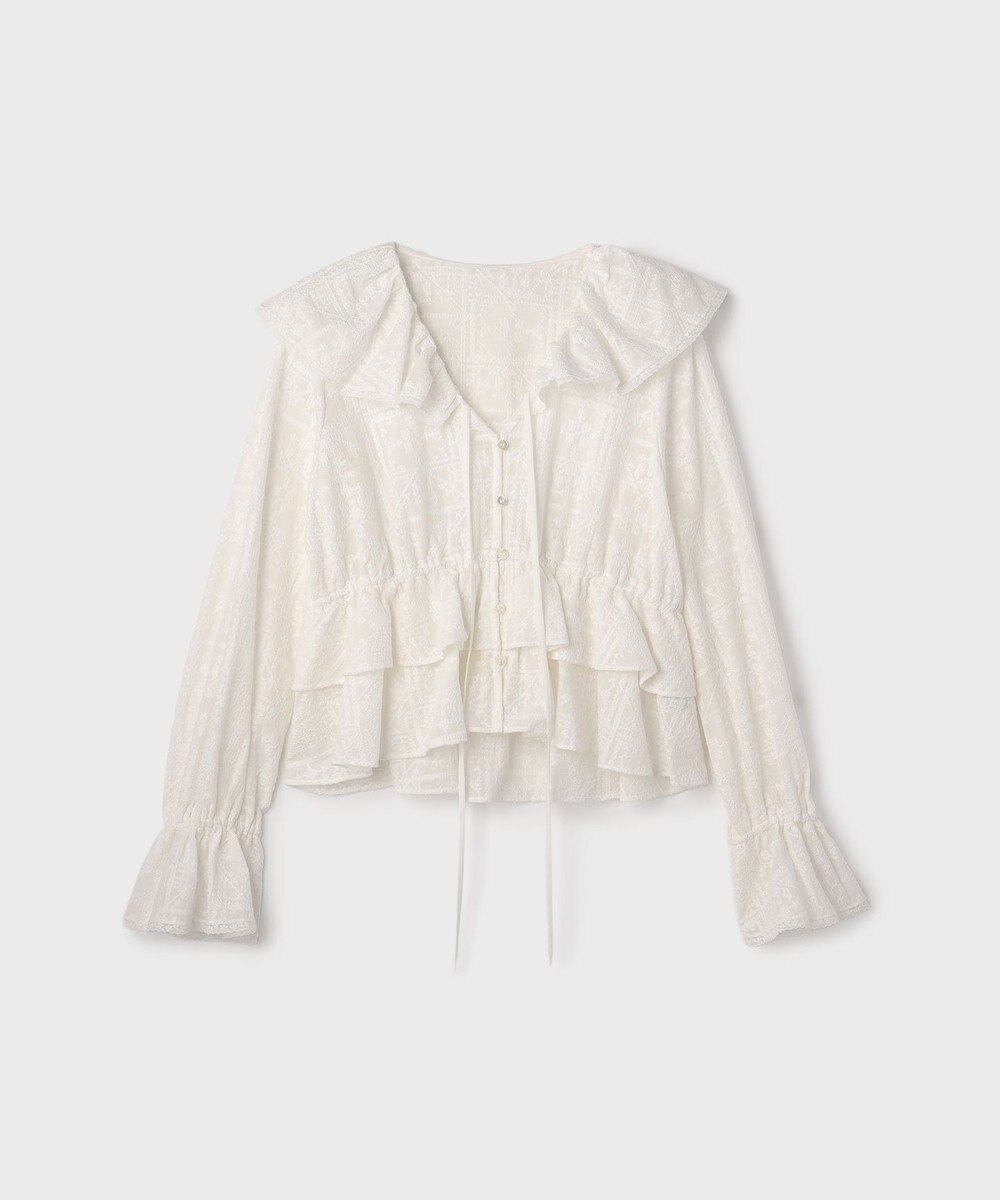 GRACE CONTINENTAL エンブロイダリーフリルブラウス 