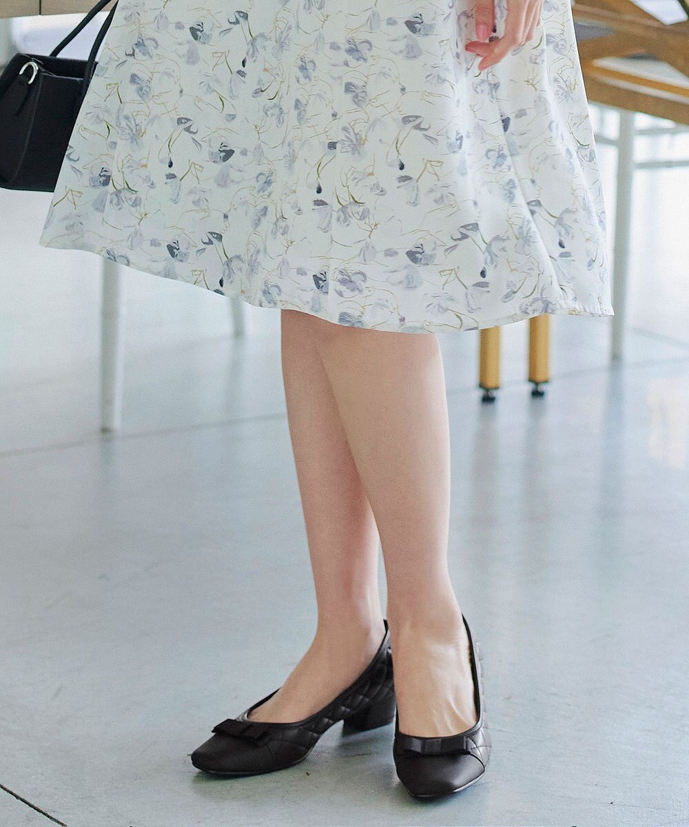 Tiaclasse 【安田美沙子さん着用・撥水】リボンキルティングパンプス　レインシューズ 