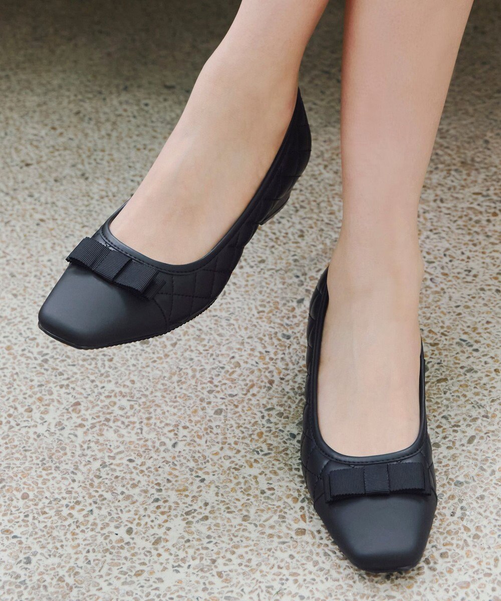 Tiaclasse 【安田美沙子さん着用・撥水】リボンキルティングパンプス　レインシューズ 