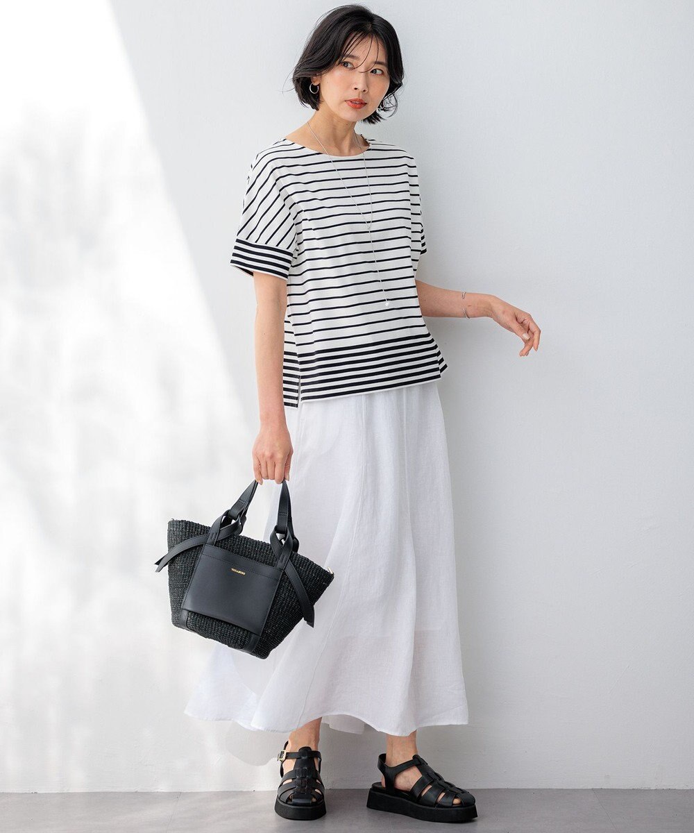 23区 S 【洗える】ランダムボーダー ドルマン カットソー 