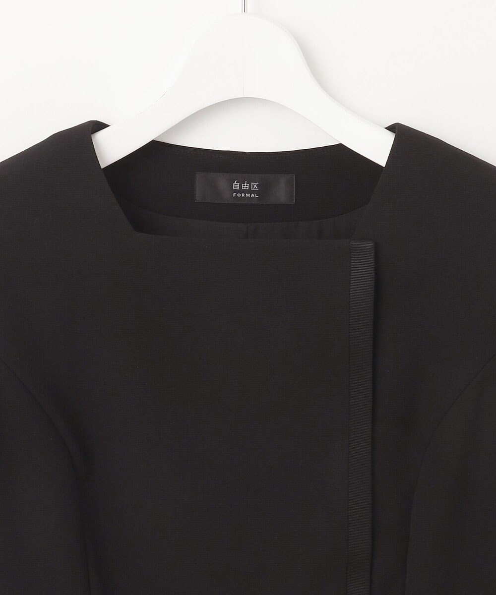 自由区 FORMAL 【ウォッシャブル対応】ドビーボーダーリボン ジャケット+ワンピース 