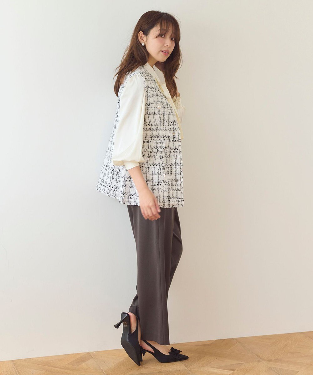 Feroux 【洗える】ラメツイード ジレ 