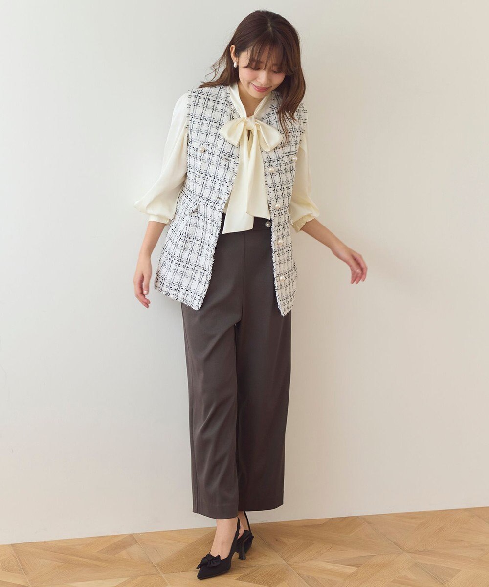 Feroux 【洗える】ラメツイード ジレ 