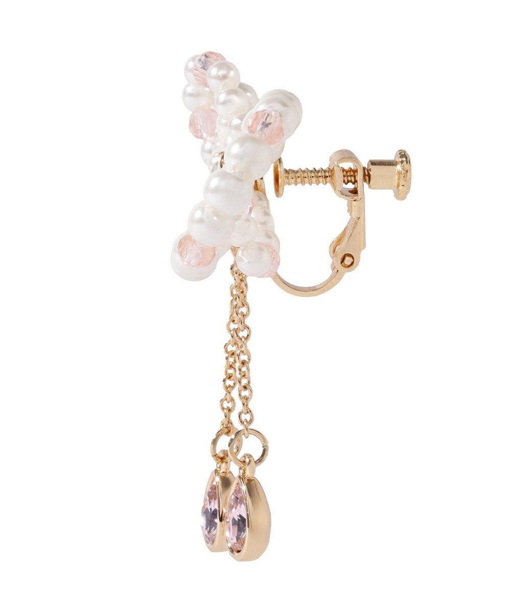 Maison de FLEUR パールリボンビジューイヤリング 