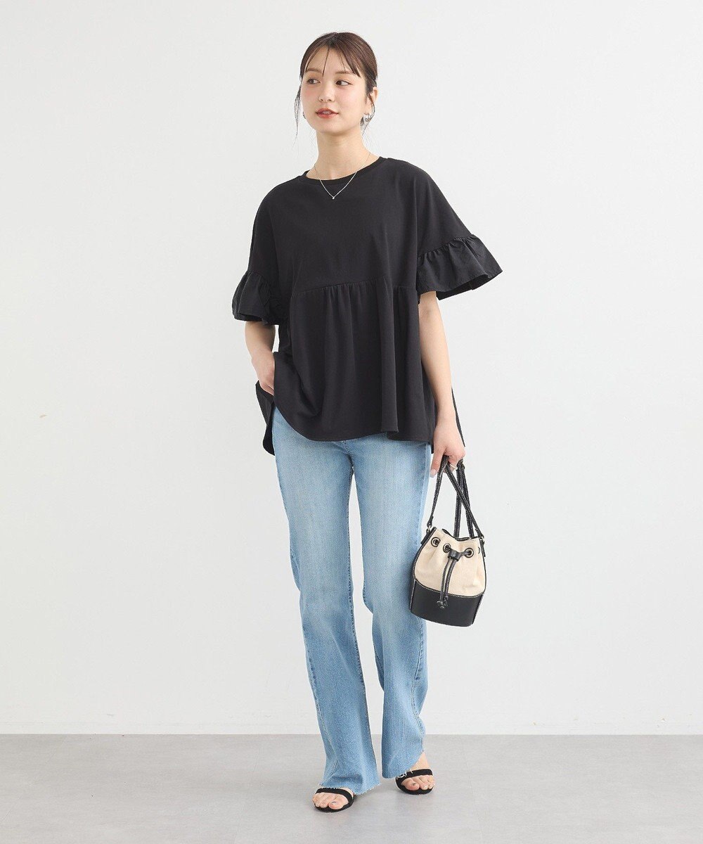 earth music&ecology 【接触冷感/洗濯機可】フリルドッキングポンチョＴ 