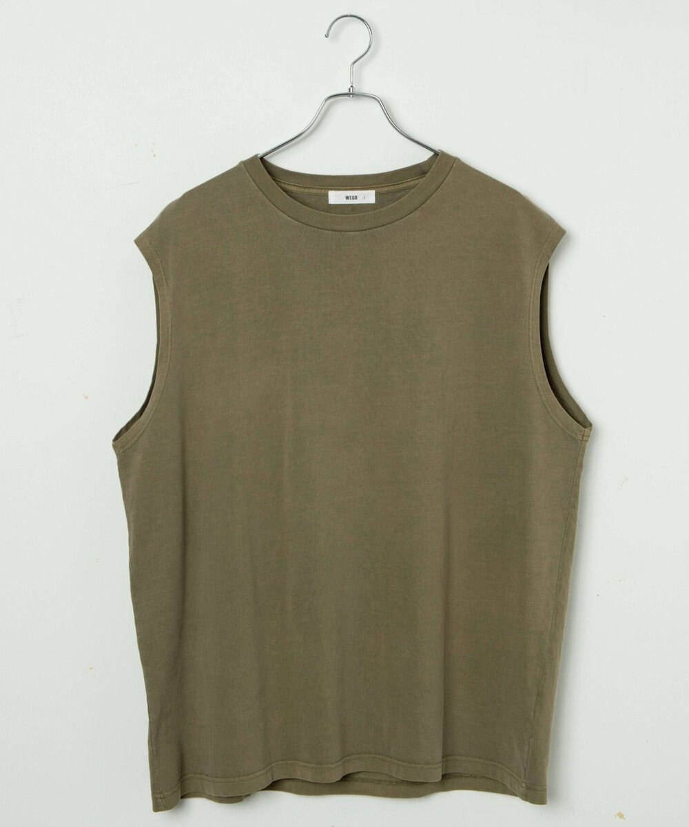 WEGO 【5色3サイズ展開/ユニセックス着用ITEM/洗える/綿100%】スリーブレスコットンT 