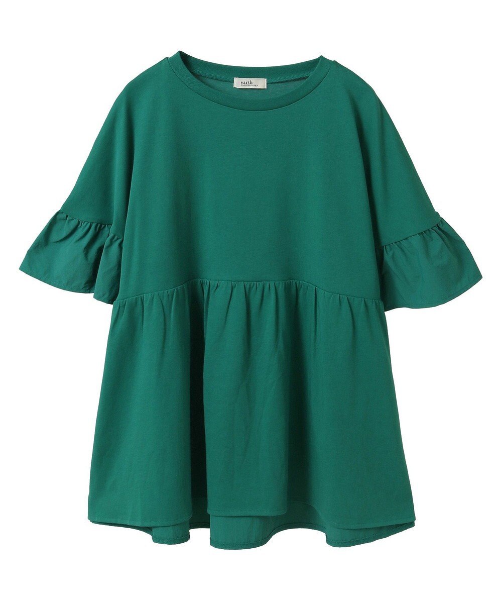 earth music&ecology 【接触冷感/洗濯機可】フリルドッキングポンチョＴ 