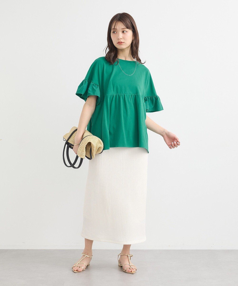 earth music&ecology 【接触冷感/洗濯機可】フリルドッキングポンチョＴ 