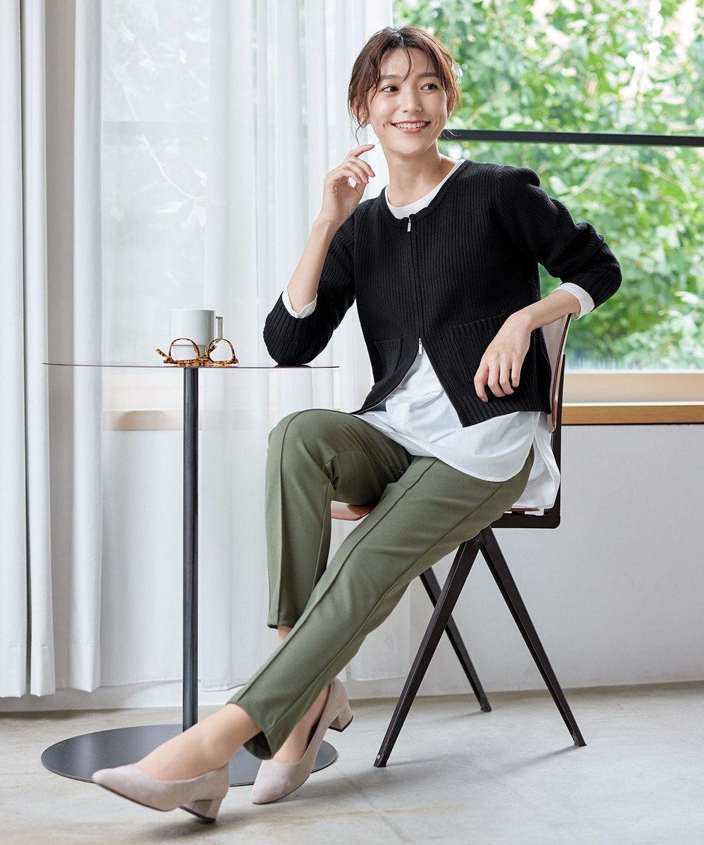 Tiaclasse 【安田美沙子さん着用・日本製・洗える】ジョーゼットピンタックテーパードパンツ 