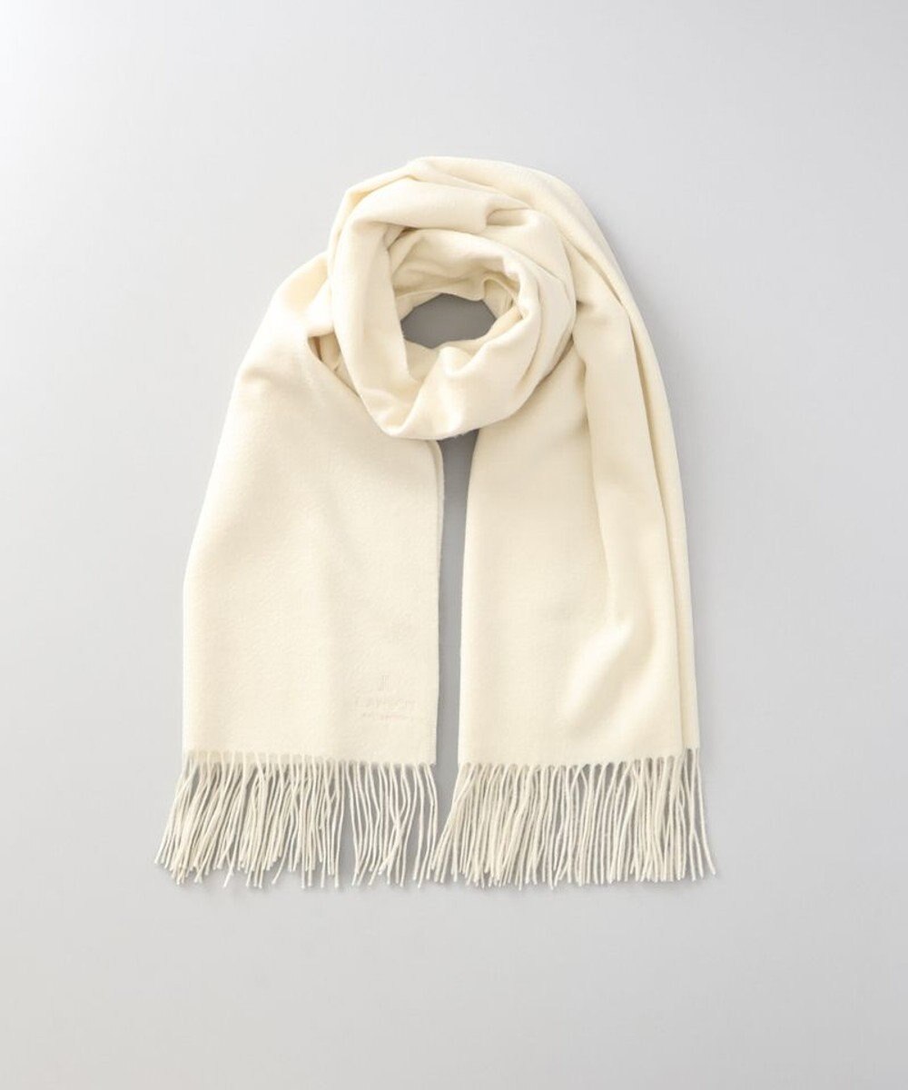 AURORA 【 LANVIN COLLECTION（ランバン コレクション） 】 カシミヤ刺しゅう入り無地ストール（幅70cm) 