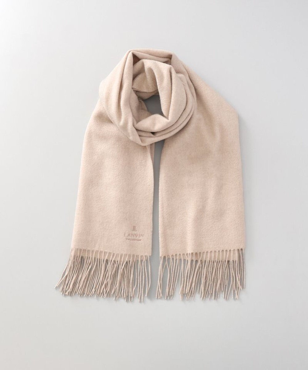 AURORA 【 LANVIN COLLECTION（ランバン コレクション） 】 カシミヤ刺しゅう入り無地ストール（幅70cm) 