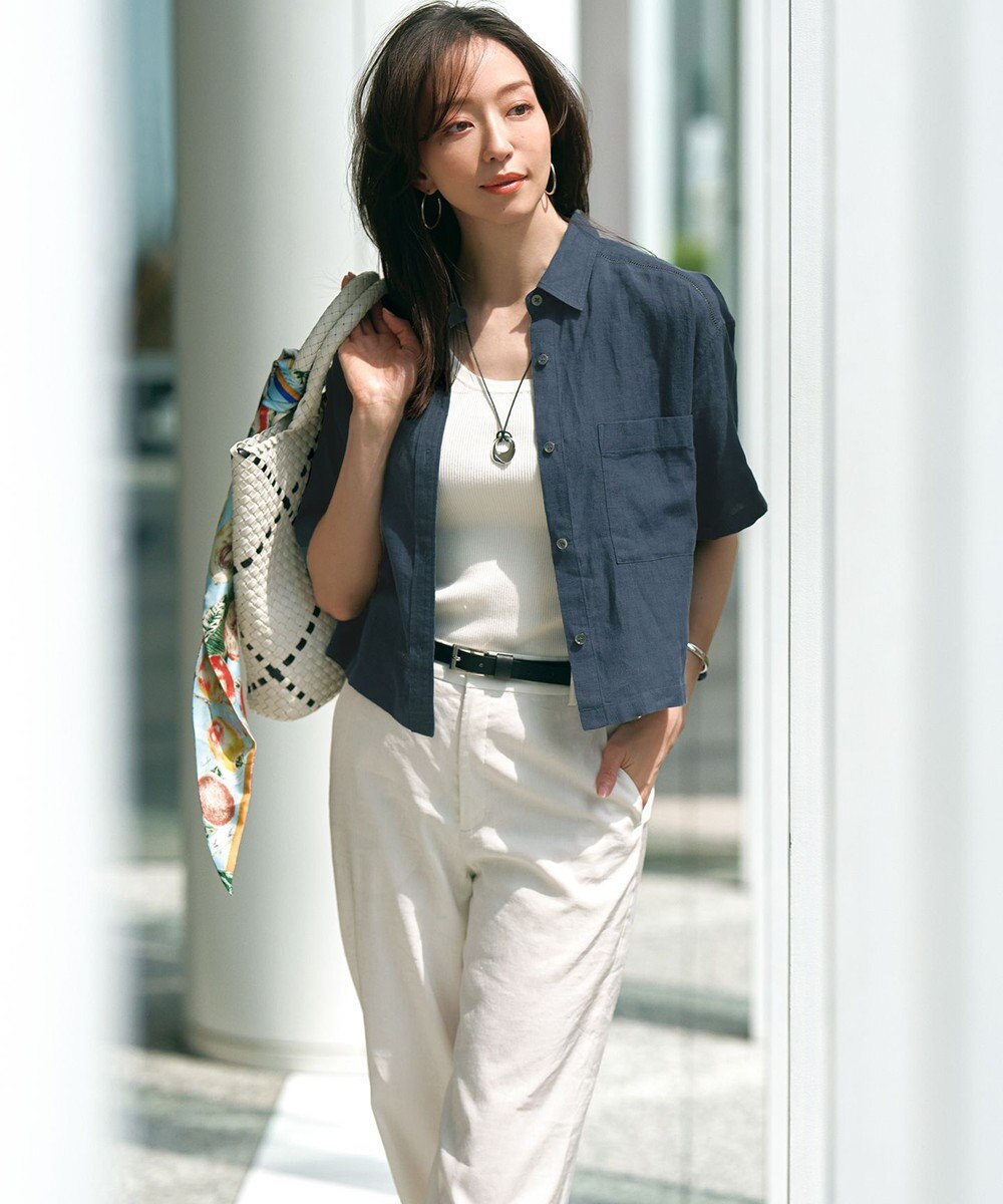 23区 【Oggi5月号掲載/洗える】リネンレーヨンストレッチ ワイド パンツ 