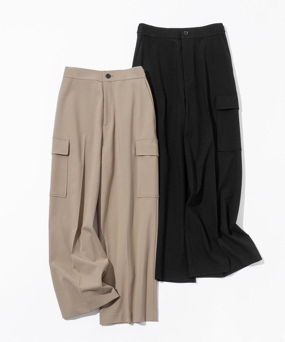 UNFILO ウールライク カーゴワイドパンツ 