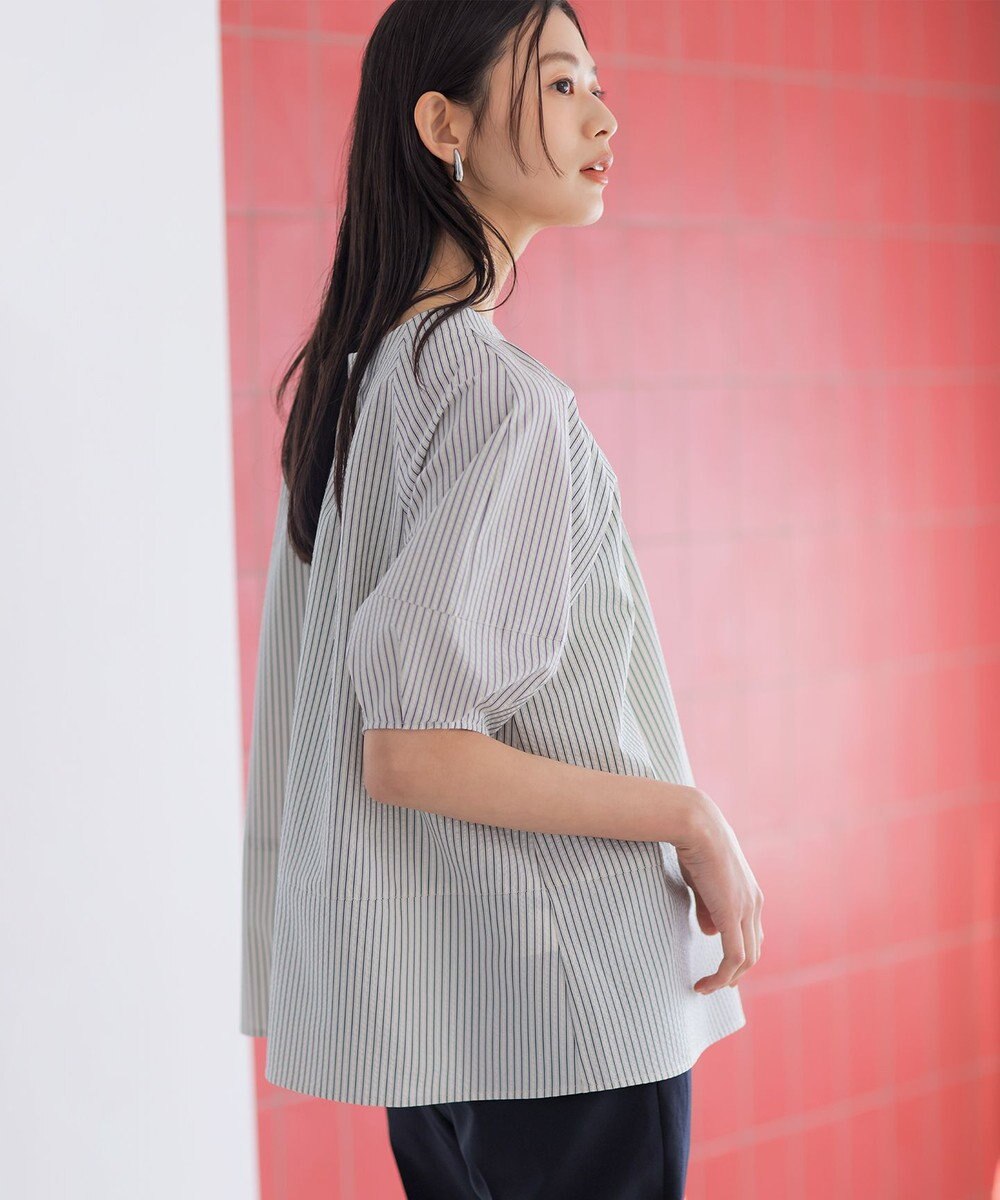 組曲 【前後着用可】ソフトサッカーラグランスリーブ ブラウス 