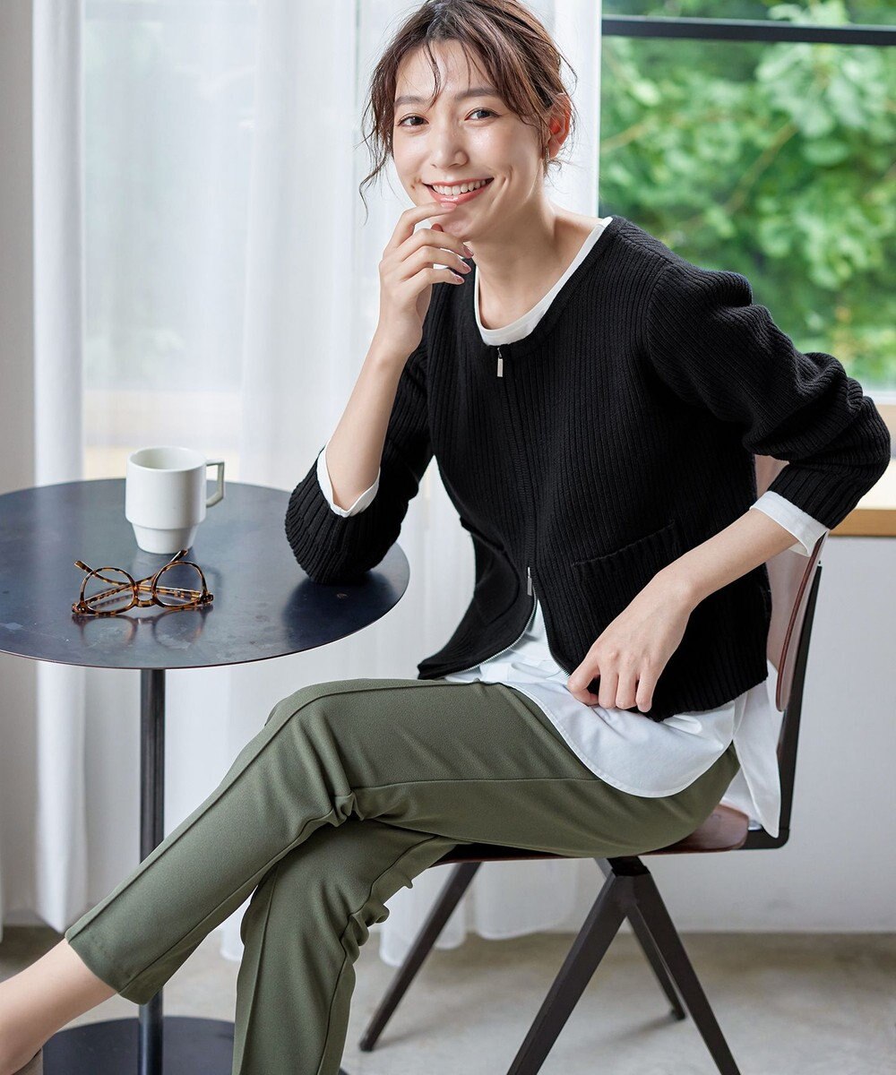 Tiaclasse 【安田美沙子さん着用・日本製・洗える】ジョーゼットピンタックテーパードパンツ 