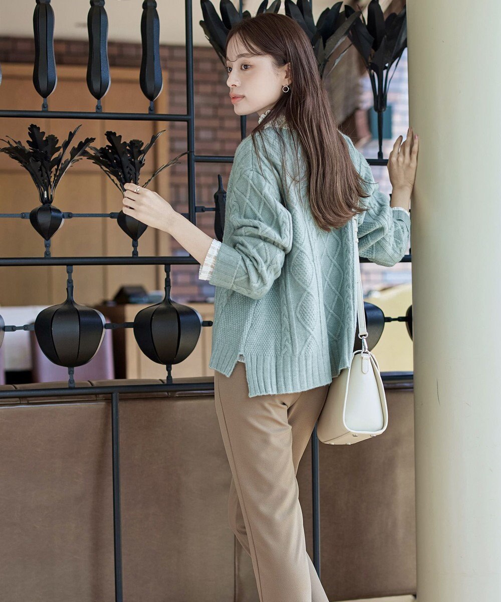 Tiaclasse 【安田美沙子さん着用・日本製・洗える】ジョーゼットピンタックテーパードパンツ 