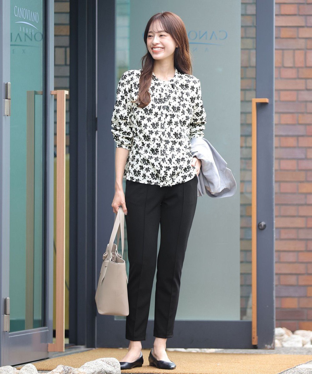 Tiaclasse 【安田美沙子さん着用・日本製・洗える】ジョーゼットピンタックテーパードパンツ 