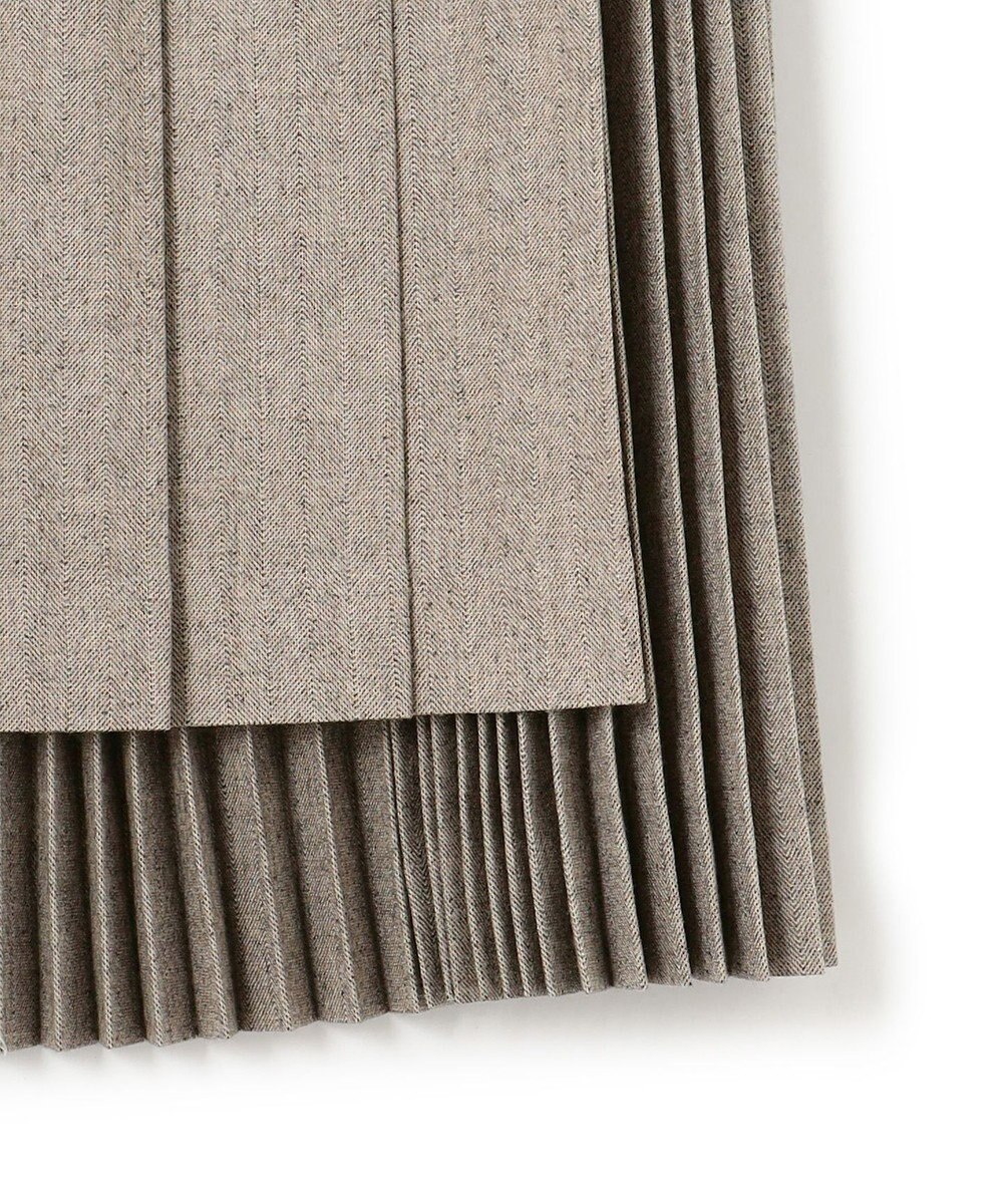 BEIGE， NATION / ウールヘリンボーンラッププリーツスカート 