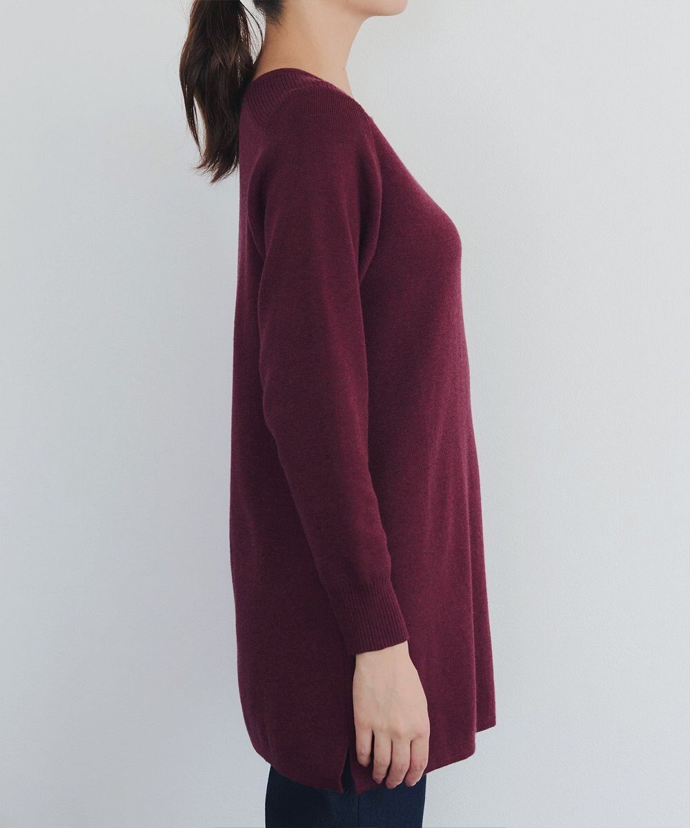 Tiaclasse L 【洗える】キーネックラメニットチュニック 