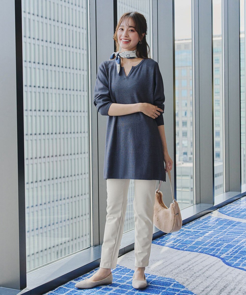 Tiaclasse L 【洗える】キーネックラメニットチュニック 