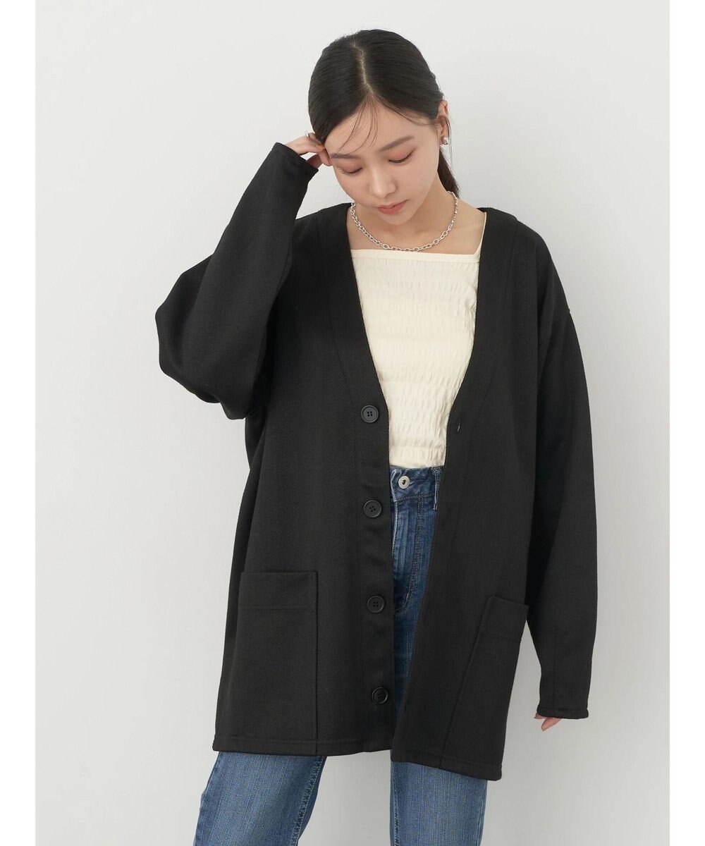 earth music&ecology ヘリンボーン調Ｖネックカーディガン 