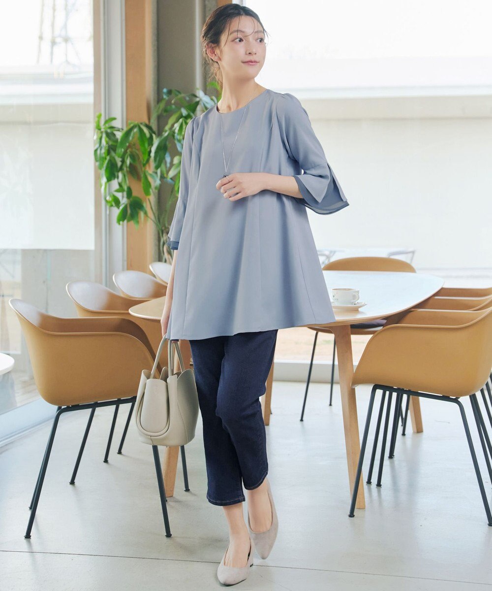 Tiaclasse 【新色追加】シフォンフレア袖チュニックブラウス 