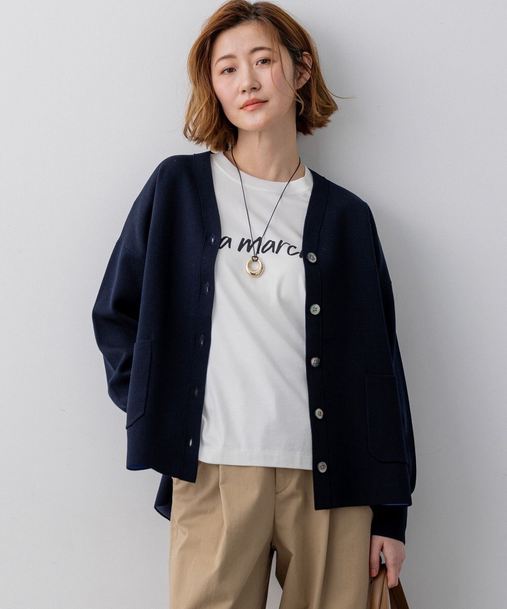 23区 【先行予約】バイカラーダブルフェイス ニット カーディガン 