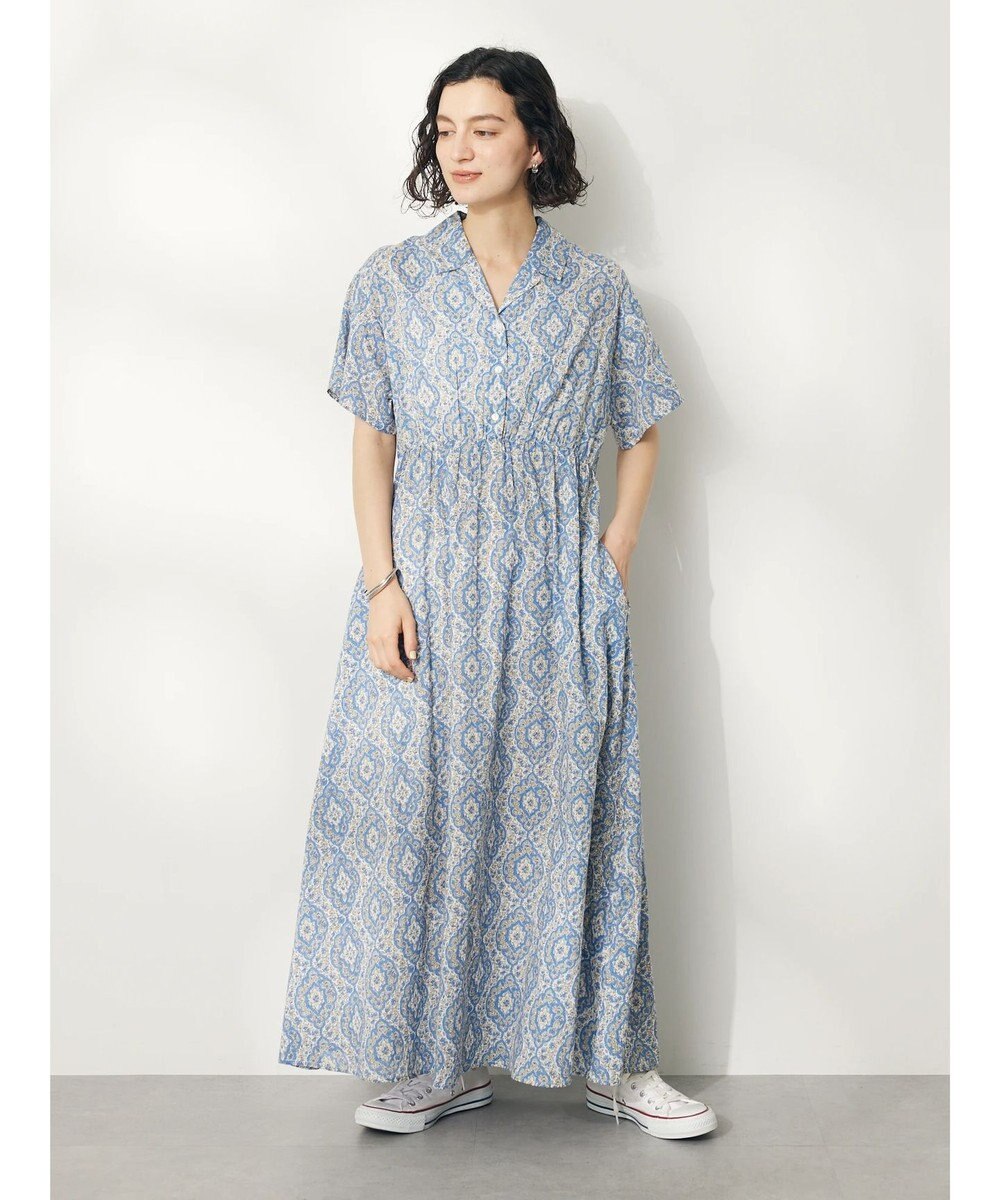 CRAFT STANDARD BOUTIQUE インド綿オープンカラーワンピース 